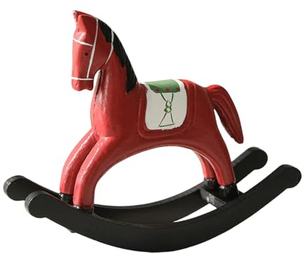 New Plush Rocking Horse - Vintage Rocking Horse, Classic Traditional Realistic Statue | Wooden Stand for Ride-On Seesaw, Bedroom Decoration for Family, Friends, Adults, Men, Women