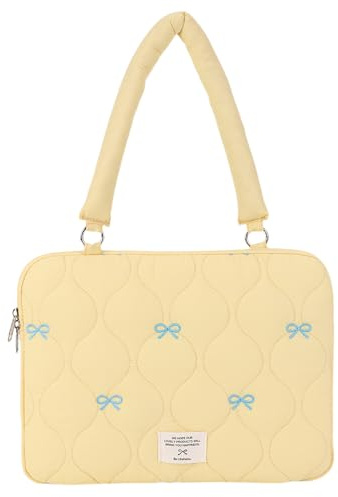 15Inch Nylon Pleated Cute Laptop Bag Large Shoulder Bag for (Yellow) (style8)