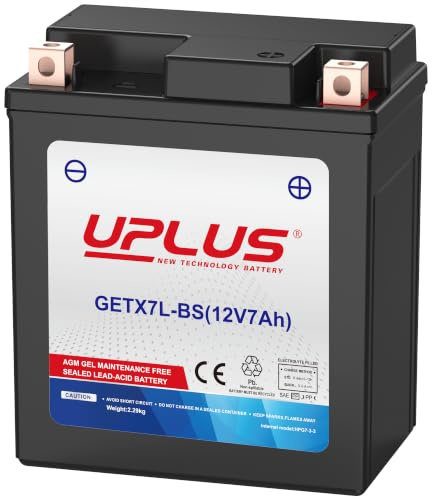 UPLUS YTX7L-BS 12V 7Ah 130A GEL Motorradbatterie GETX7L-BS | Wartungsfrei, für Motorrad, Roller, Quad, UTV. 113L×70B×130H(mm), vor Kauf Maße prüfen
