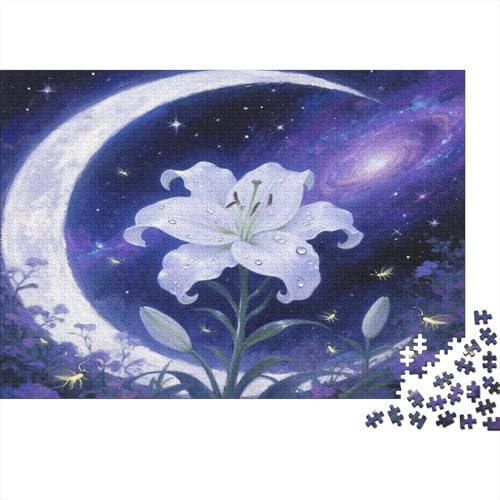 Rompecabezas de cartón reciclado de Lily Premium Paper Con diseño de Luna relajante y lirio Morado, 38 x 26 cm (1000 piezas)