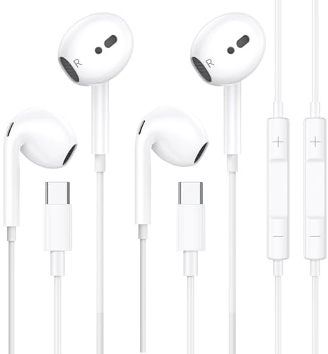 Kabelkopfhörer für iPhone 17 16 15, 2Pack USB C Kopfhörer mit Kabel für iPhone17 16 15 Plus/Pro/Max/Air, In Ear USBC Ohrhörer HiFi Stereo mit Mikrofon für iPad Pro Mini/Samsung S25 S24 Ultra/Pixel usw