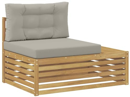 vidaXL Outdoor End Sofa Weiß 115 x 83 x 73 cm Massivholz Akazie, Elegante Balkonmöbel, modernes Gartendesign, widerstandsfähig, pflegeleicht, modulare Gestaltung