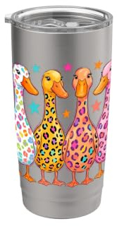 Carino Anatra Mamma Leopardo Animale Stampa Anatre Quack Ragazze Donne Bicchiere termico in acciaio inox doppia parete