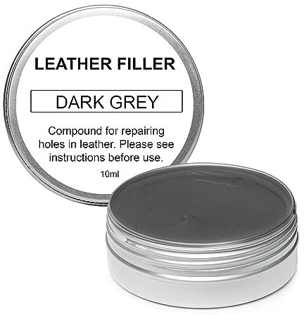 The Scratch Doctor Pâte réparatrice pour cuir - répare les déchirures, brûlures et trous, gris foncé