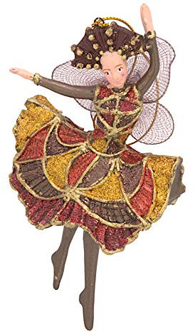 Weihnachten Ballerina Elfe Tänzerin Deko Baumschmuck Anhänger Ostern Christbaumschmuck braun-Gold 15 cm