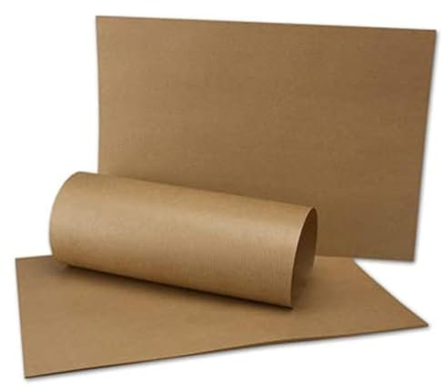 50x DIN A4 Bogen Natron-Kraftpapier - braun gerippt - Grammatur: 70gr - Größe: 210 x 297 mm - PROFESSIONELLE QUALITÄT