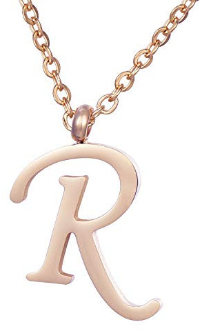Morella Damen Halskette mit Buchstabe R Anhänger Edelstahl Rosegold in Schmuckbeutel