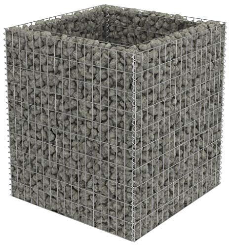 vidaXL Lit Surélevé à Gabion Acier Galvanisé Argenté 90x90x100 cm Jardinière
