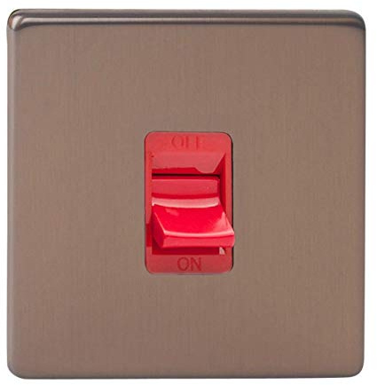 Varilight XDY45SS.BZ Screwless Brushed Bronze 45A DP Cooker Switch Single Plate