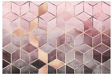 Bilderwelten Tapete selbstklebend - Rosa Grau goldene Geometrie - Vliestapete 225 x 336cm
