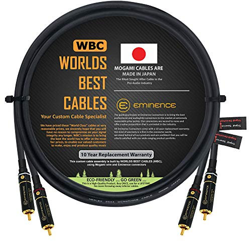 WORLDS BEST CABLES 1 Meter – Directional Quad High-Definition Audio Interconnect Cable Pair CUSTOM MADE using Mogami 2534 wire and Eminence Gold Locking RCA Connectors