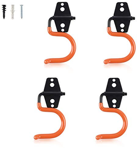 AOBEN Garage Hooks Heavy Duty, Steel Garage Storage Hooks, Utility Tool Hangers and Broom and Mop Holder Wall Mounted for Organizing Cleaning Tools, Mops, Garden Tools (S, 4 Pack)