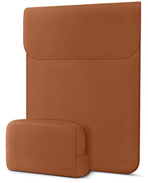 MOSISO Laptop Case Compatible with MacBook Neo/Air/Pro 13, Brown | 13 inch Laptop Sleeve Faux Suede Leather Bag,Water-Resistant Slim Travel Sleeve Carrying Case with Small Bag for Accessories