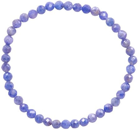 Taddart Minerals – Blau Graues Armband aus dem natürlichen Edelstein Saphir mit facettierten 4 mm Kugeln auf elastischem Nylonfaden aufgezogen – handgefertigt