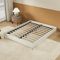 Lit Double avec sommier - Dimensions 180 x 200cm - Revêtement Tissu Blanc - Stable et Robuste/Pieds centraux de Renfort