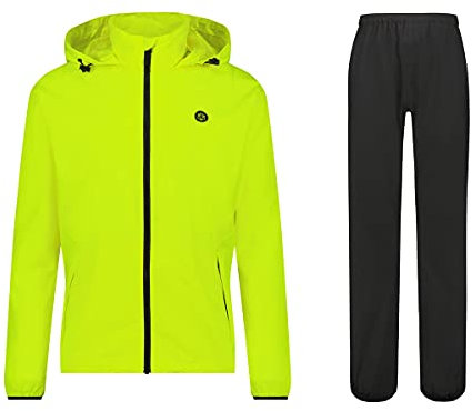 AGU GO Essential Regenanzug Herren und Damen, Regenkombi Fahrrad, Atmungsaktive Regenbekleidung von 100% Recycltem Polyster, Reflektierend, Unisex - Gelb - M