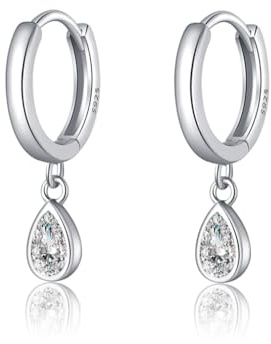 SLUYNZ 925 Sterling Silber Creolen Hängend Ohrringe Für Damen Cubic Zirkonia Ohrringe Ohrhänger