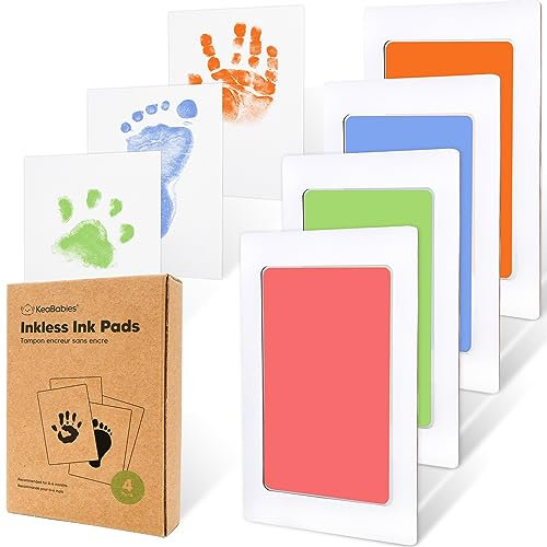 Handabdruck und Fußabdruck Baby Abdruckset - 4pcs Handabdruck Baby Tintenloses Stempelkissen - Baby Fussabdruck Set, Hand Abdruckset - Abdruckset Baby Geschenk - Pfotenabdruck Set Hund (Candy)