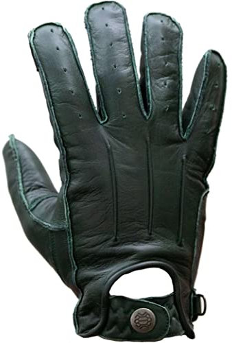 Mycl Turell Motorradhandschuhe Easy Rider - Motorrad Handschuhe Herr - Echtleder - Handschuhe Herren Motorrad Leder mit Aramid Verstärkung - Schlicht und Edel - Retro Vintage Look (Dunkelgrün, M)