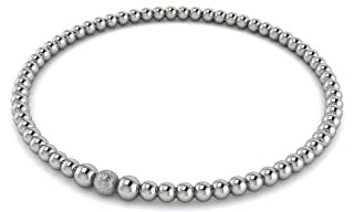 Loving My Bump Bracelet de cheville élastique en argent massif 925 avec perles 23 cm, 23cm, Argent sterling