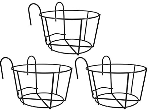 Cabilock Round Flower Stand - Iron Hanging Planter Box for Balcony Durable over the Rail Flower Pots Indoor Outdoor Decorative Plant Holder