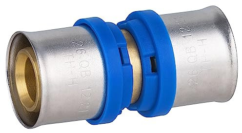 Manguito de unión igual multicapa Ø26 | Para prensar | Conexión resistente y duradera | Ideal para instalaciones de fontanería | Fácil de instalar y ajuste seguro | QUICK PLOMBERIE