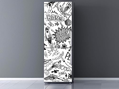 Oedim Vinilo Frigorífico Comic Premium 185x70cm | Adhesivo Resistente y de Fácil Aplicación | Pegatinas de Nevera Económicas y Elegantes