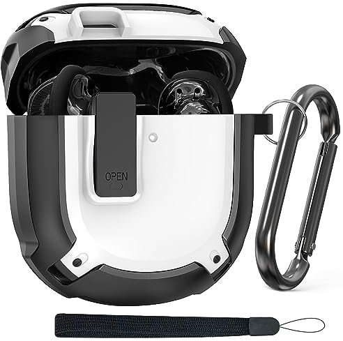 Halunbaby for Bose QuietComfort Earbuds II (2022)& New Bose QuietComfort Ultra Case Cover with Secure Lock Clip Super Protective Hard Shell Shockproof Cover with Carabiner for Men Women Gift (White)