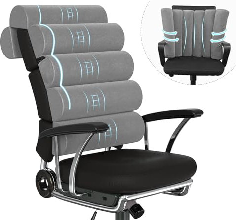 GIVANLEE Rückenstützkissen für Bürostuhl mit Nackenstütze, Lendenkissen verstellbar für Stuhl, patentiertes 6 halbrunde faltbare Rückenkissen, zum Aufhängen an Schreibtischstuhl/Couch/Liege, weich