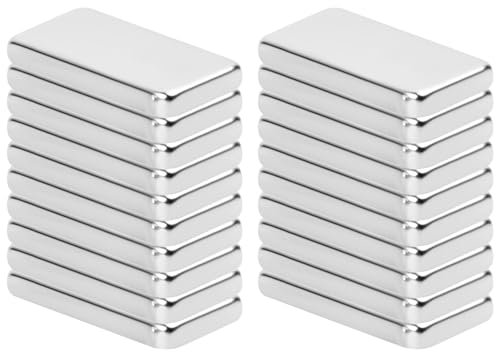 Wisebom Stark Rechteckig Magnete 20 * 10 * 3mm Neodym Magneten, 20Pcs Kleine Ultra-Starke Seltenerdmagnete Flach Quadratisch Magnet, Platten Kühlschrank Magnets für Magnettafel Büro Schule