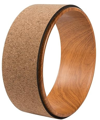 Kisangel Yoga Rad Pilates Kreis Naturkork für Rückbeugen Dehnung und Massage Fitnessübungen Leicht Tragbar für Zuhause oder Unterwegs Unterstützt Oberarme Oberschenkel und Brust