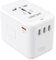 LENCENT Adaptador de Viaje Internacional GAN 100W, Adaptador Universal con 1 USB-A & 4 USB-C Carga Rápida, Adaptador Enchufe para Móvil, Portátil, Tipo A/C/G/I (EE.UU./UK/EU/AUS), Blanco