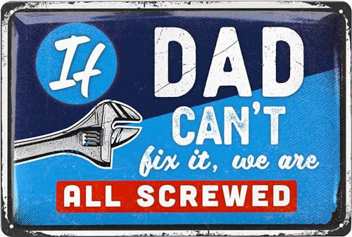 LANOLU Retro Blechschild Dads Garage, Papas Service Schild für Papas Werkstatt als Vatertagsgeschenk für Papa, Bester Papa Schild als Geschenk Werkstatt 20x30cm