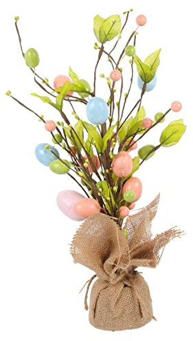 MUCKLILY Osterdekoration Chic Ostereierbaum Mit Bunten Eiern Künstlicher Dekobaum Für Tisch Zuhause Für Ostern Hauswärmung Blickfang Bei Feiern