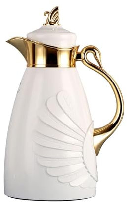 JTBDWOSK Jarra Térmica Exquisito Termo De Café, 1000 Ml, Termo Doméstico, Termo Interior De Vidrio, Hervidor De Agua Caliente, Dispensador De Agua Y Bebida,Blanco