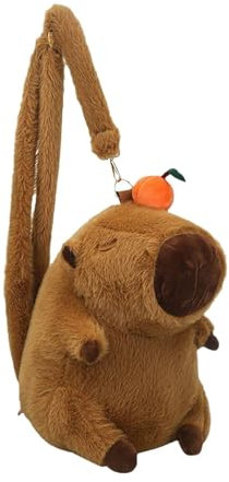 F Fityle Capybara-Rucksack mit Verstellbarem Riemen, Plüschtier Rucksack Kinder, Niedliche Snack-Tasche, Damen-Einkaufstasche, Cartoon Tasche für Snack Handy Kosmetik Geschenk, Braun