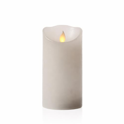 MARELIDA LED Kerze M-TWINKLE - Echtwachs - mechanisch bewegte Flamme - H: 15cm - D: 7,5cm - Timer - weiß