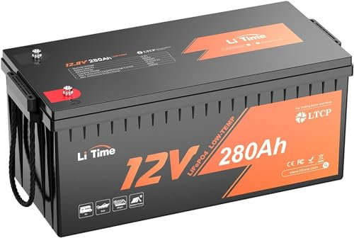 LiTime 12V 280Ah Plus LiFePO4 Batterie Low-Temp Protection Eingebautes 200A BMS, Max 3584Wh Energie, bis zu 15000 Deep Cycles, Perfekt für Solaranlage, Wohnmobil, Camping, Boot, Haus Energiespeicher