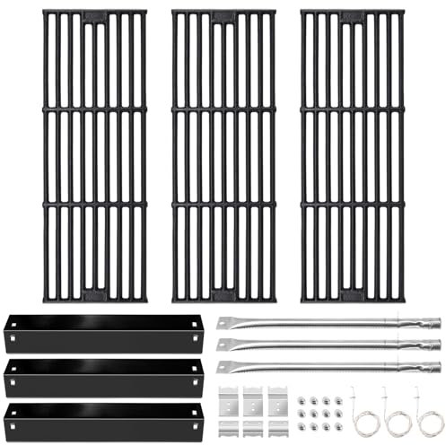 Hiorucet Grill-Ersatzteil-Set für CharGriller 5050, 3001, 5650, 5252, 5072, 3030, 3000, King Griller 3008, 5252 Modelle, Grillroste, Heizplatte, Brennerrohr, Zünder und Aufhängerhalterungen