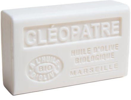 Label Provence Nature Savon de Marseille – Nährende französische Seife aus reinem Bio-Olivenöl und Sheabutter – Kleopatra-Duft – 125-Gramm-Riegel