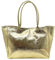 Chicca Borse Borsa a Spalla Shopper Grande da Donna in Pelle (Oro)