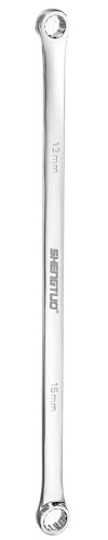 sourcing map Double End Box Wrench 13 x 15 mm Metric 12 Point 0 Degree Offset Extra Long Double End Box Ratcheting Wrench CR-V Polished Long Spanner Tools for Repairs