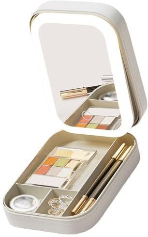 LED Illuminated Makeup Storage Box LED Light Equipped Jewelry Storage Box and Makeup Glasses Combo for Modern Women