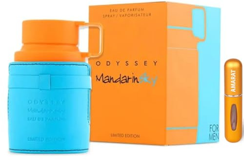 Odyssey Mandarin Sky Original-Parfüm, 100 ml, arabisches Parfüm, lange Lebensdauer, importiert aus E.A.U, inklusive Zerstäuber, 5 ml, Zitrus-holziger Duft mit exotischen Noten (Mandarin Sky)