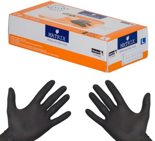 daybays 100 Stück Einmal Einweg Nitrilhandschuhe L Schwarz Einweghandschuhe Einmalhandschuhe Nitril Sterile Handschuhe Black Disposable Gloves Latexfrei Puderfrei (L, 100 Stück)