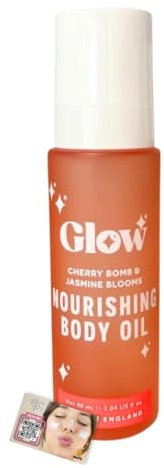 Glow Nourishing Body Oil for Soft, Radiant Skin – Hydrating After Shower Body Moisturiser Spray, Made in UK – Includes ShopZee Skincare eBook (90ml, Cherry Bomb & Jasmine Blooms)