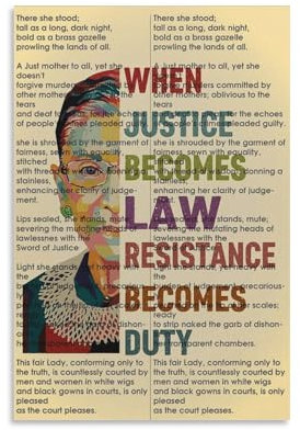 Poster When Justice Becomes Law Resistance Becomes Duty, RBG-Zitat, stärkende Frauen, starke Frauen, Vintage, Frauen sprechen, Frauenrechte, Poster, Leinwand-Kunstdruck, rustikale