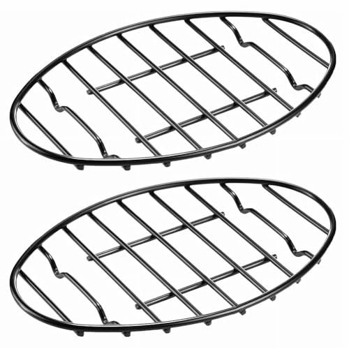 Stthherk 2 Pack Oval Roasting Rack - 12 Inch Black Cooling Rack with Integrated Feet,Nonstick -for Roasting Pan,Great for Basting