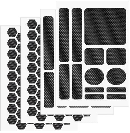 Gosknor 4pcs Phone Grip Tapes, Hexagonal and Round Anti-Slip Phone Case Grip Tape Stickers Waterproof Pre-Cut Strips Decal Perfect Accessories for Cellphone Controller Mouse Laptop(Black)