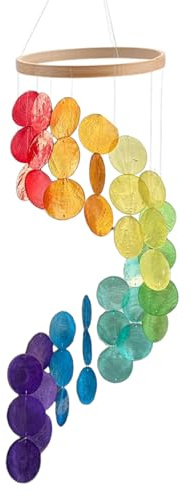Bunte Muschel Windspiel, Windspiele Handgefertigt Windspiel Garten Hängend Draußen Muscheln Deko für Fenster Wand Terrasse Garten Veranda Outdoor Zuhause